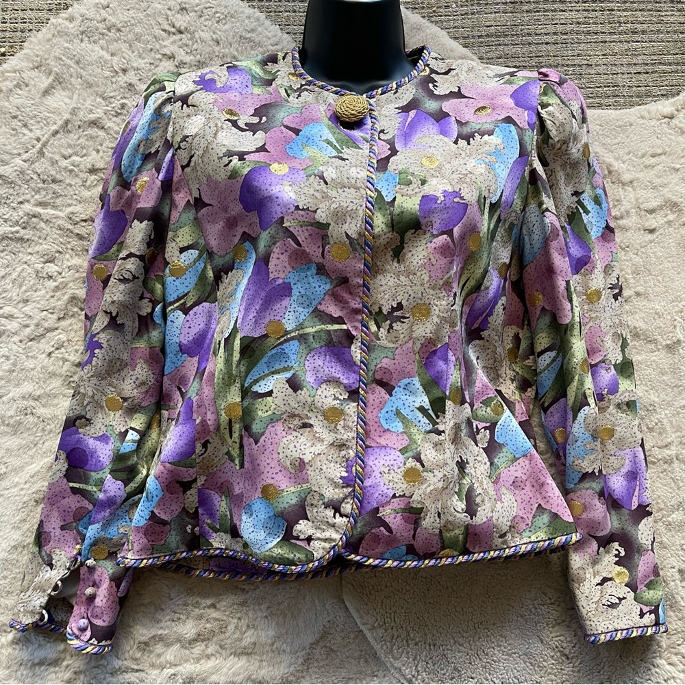 Donna Karan Silk Floral Embroidered Jacket - Picture 2 of 11